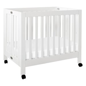 Babyletto Origami Portable Folding Mini Crib with Casters in White