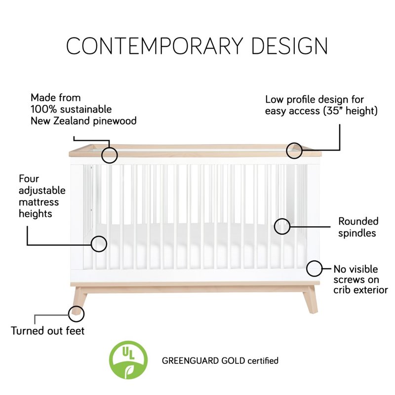 Scoot 3-in-1 Convertible Crib & Toddler Bed Conversion Kit White/Washed Natural