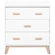 Babyletto Scoot 3 Drawer Dresser with Removable Changing Tray in White & Natural