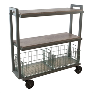 atlantic narrow large metal and wire cart system 3-tier in green