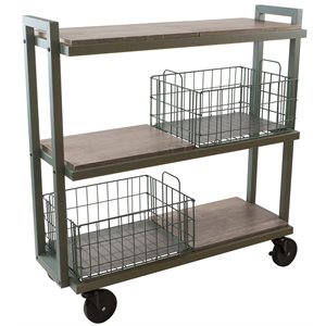 atlantic inc urb space 3 shelf mobile bookcase in green and gray