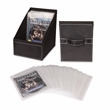 Atlantic Leatherette Media & Movie Bin with 36 Clear Sleeves Included in Black