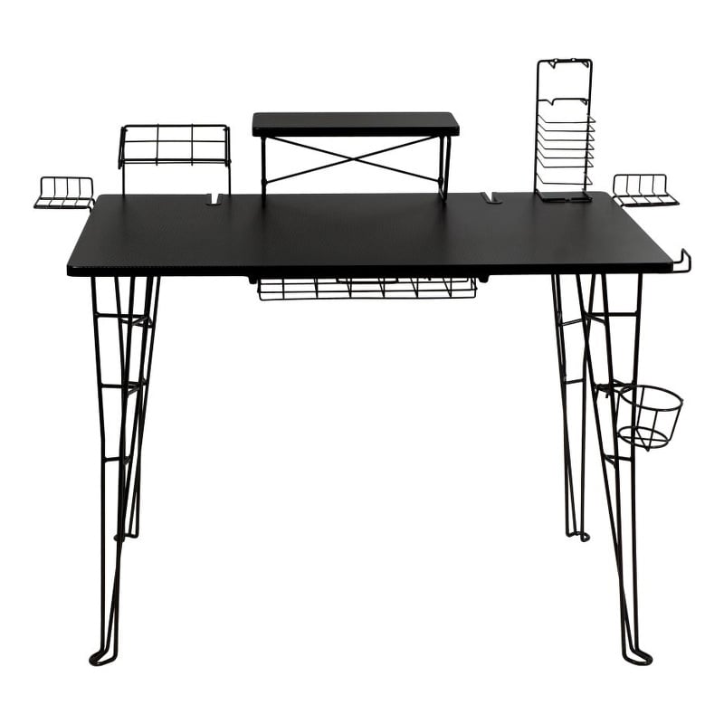 Atlantic Heavy-Gauge Wire Gaming Desk with Cable Basket In Black