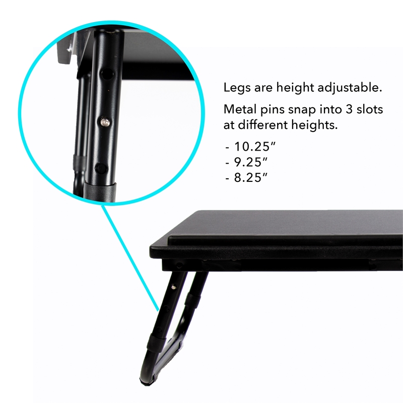 Atlantic Foldable and Portable Tilting Laptop Tray with Cup Holder in Black