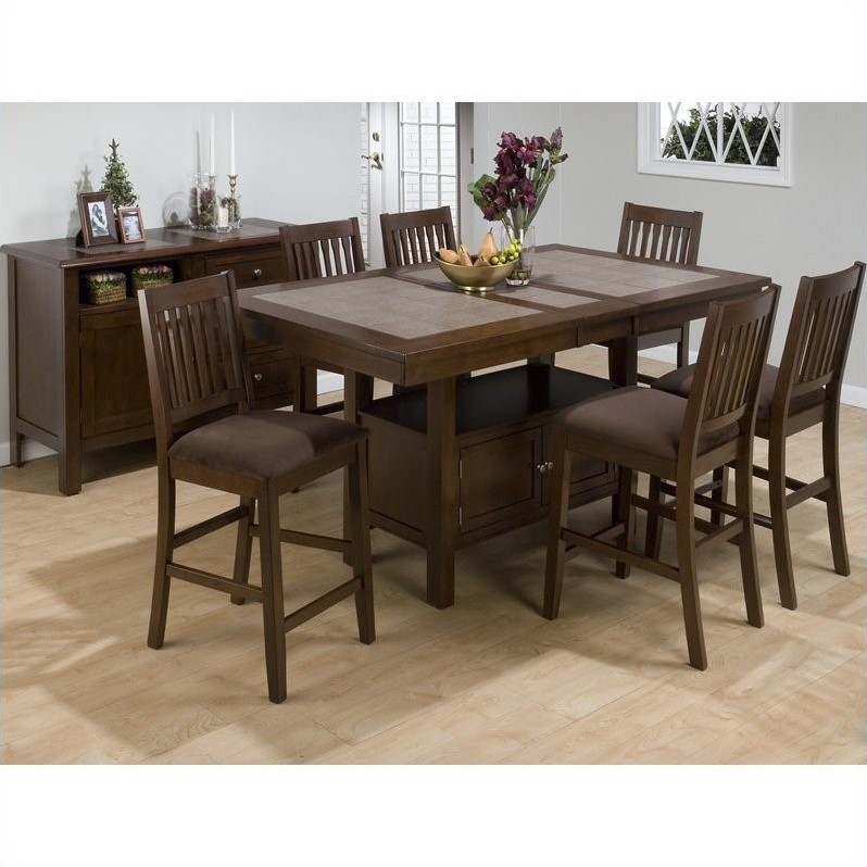 Jofran 976 Series 7 Piece Counter Height Dining Set in Caleb Brown 