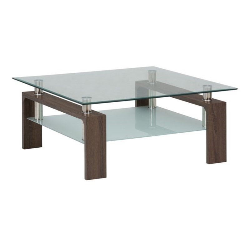 Jofran Compass Glass Square Coffee Table in Chrome and ...