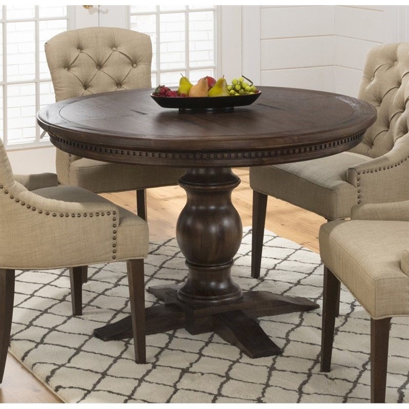 Jofran Geneva Hills Round To Oval Pedestal Dining Table In Brown 678 60 Kit