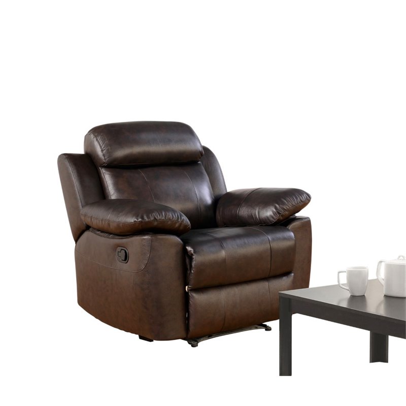 Abbyson Brody Top Grain Leather Recliner in Brown SK1371BRN1