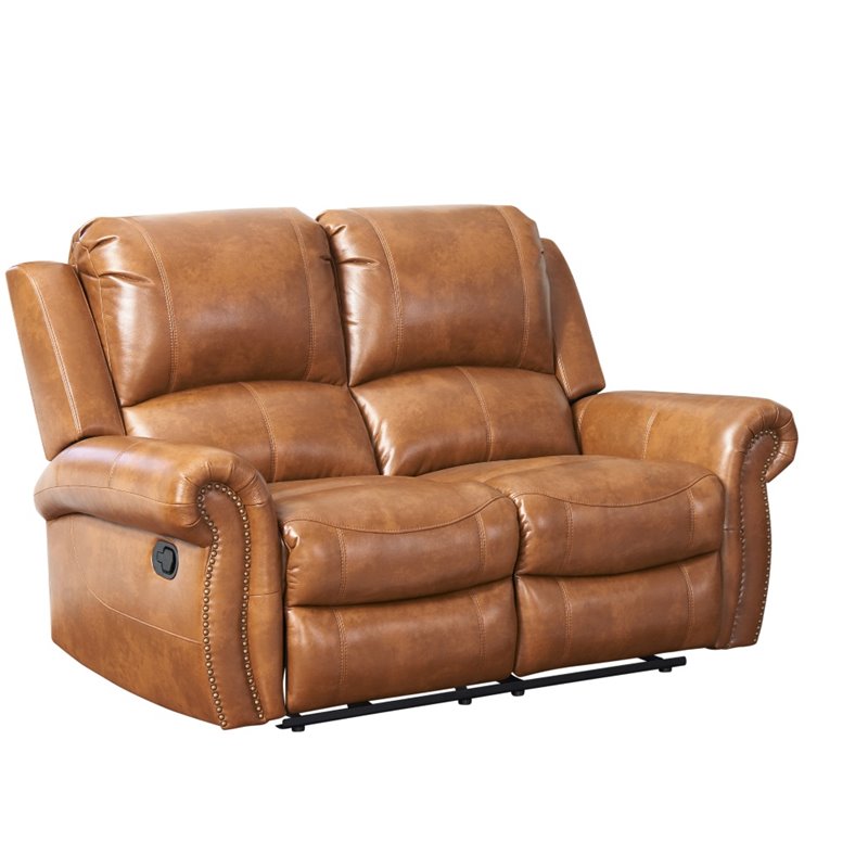 Abbyson Winston Leather Reclining Loveseat in Brown SKAK921BCOG2