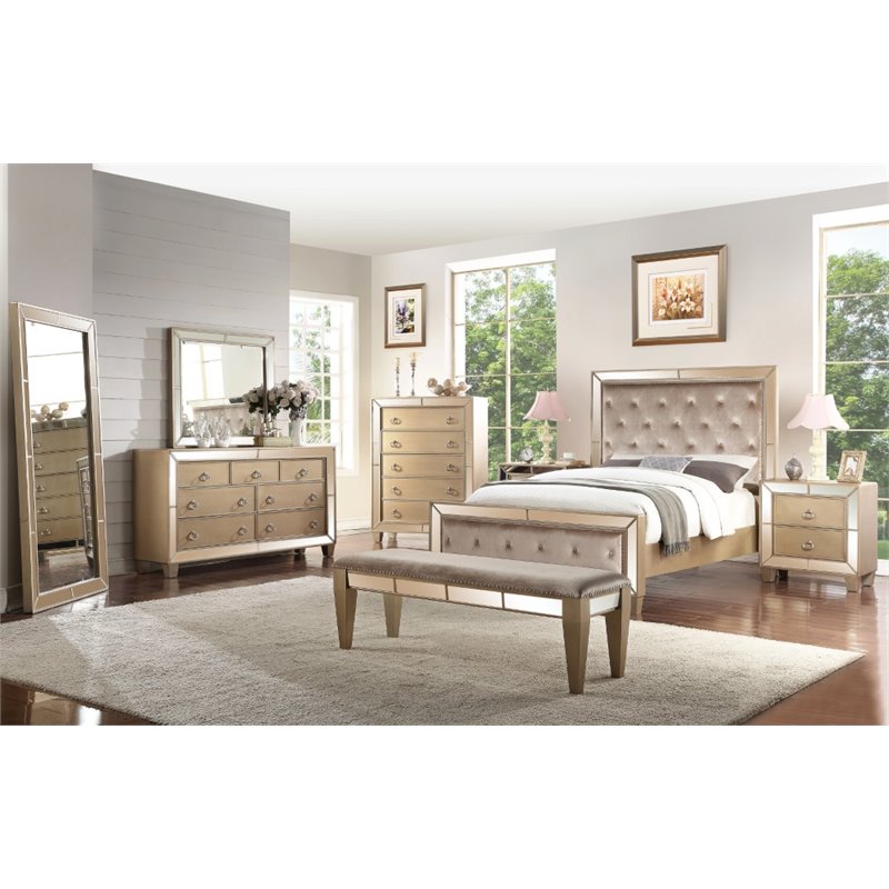 Abbyson Francesca 8 Piece King Panel Bedroom Set In Gold