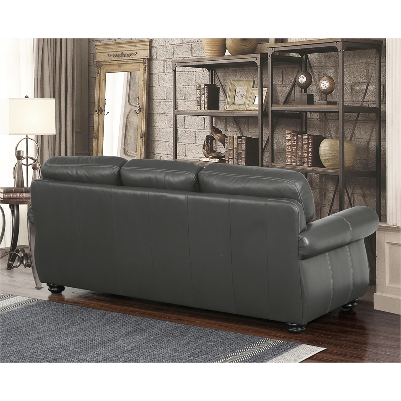 Abbyson Austin 2 Piece Leather Sofa Set In Gray - SK-2919-GRY-3-1