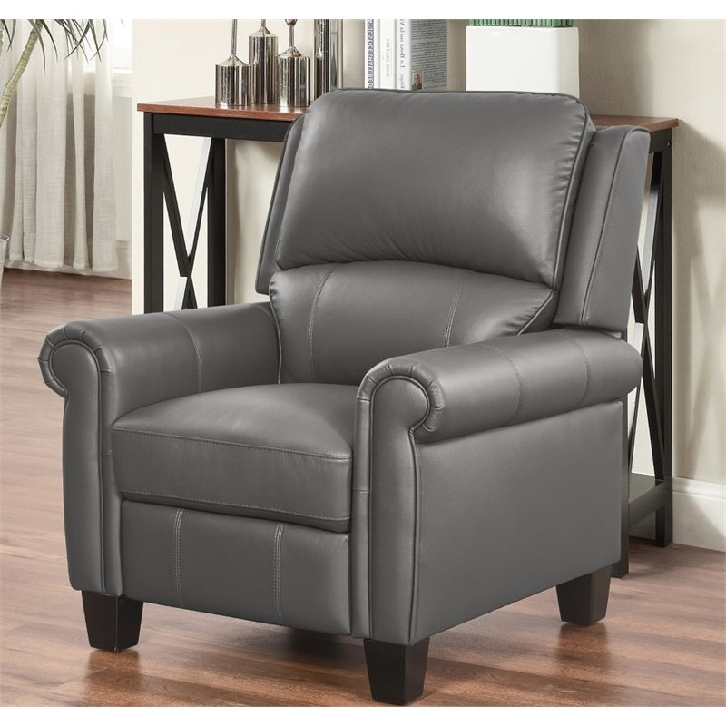 gray leather recliner        <h3 class=