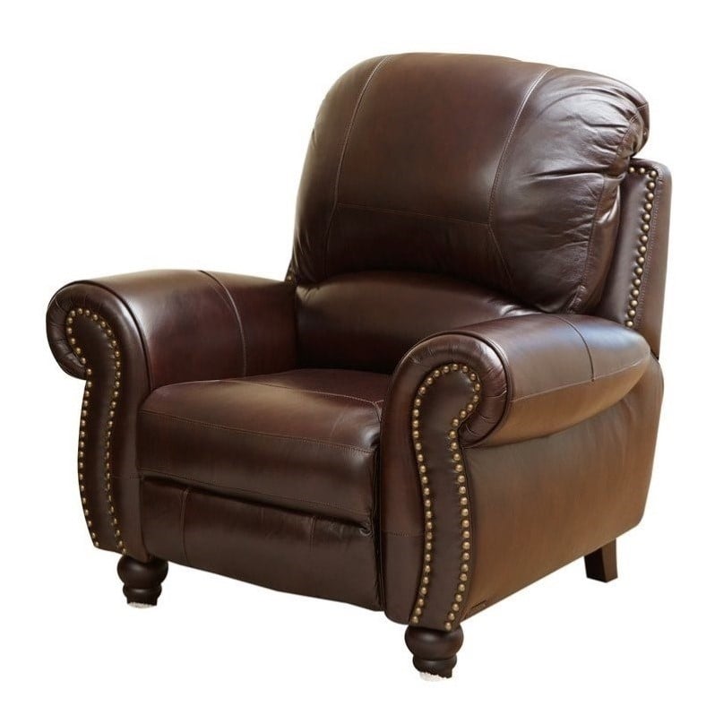 Abbyson Herzina Leather Recliner in Burgundy - CH-8857-BRG-1