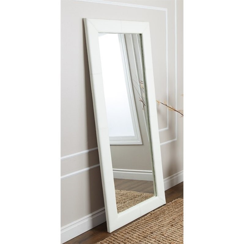 Abbyson Blaketon Leather Floor Mirror In White Hs Mir 300 Wht