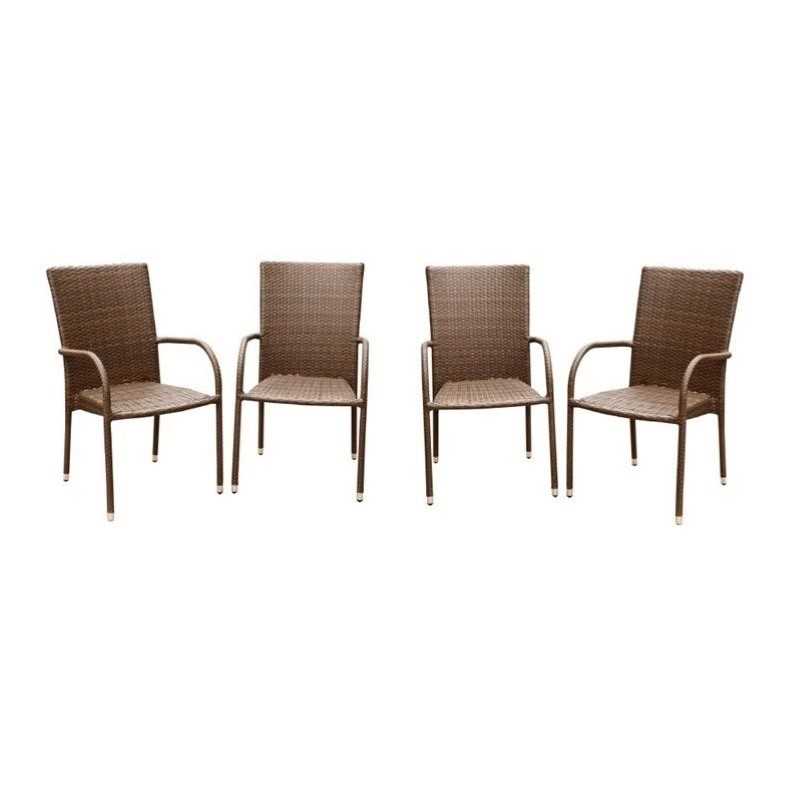 Abbyson Palermo Outdoor Wicker Dining Chair In Brown (set Of 4) - Dl 