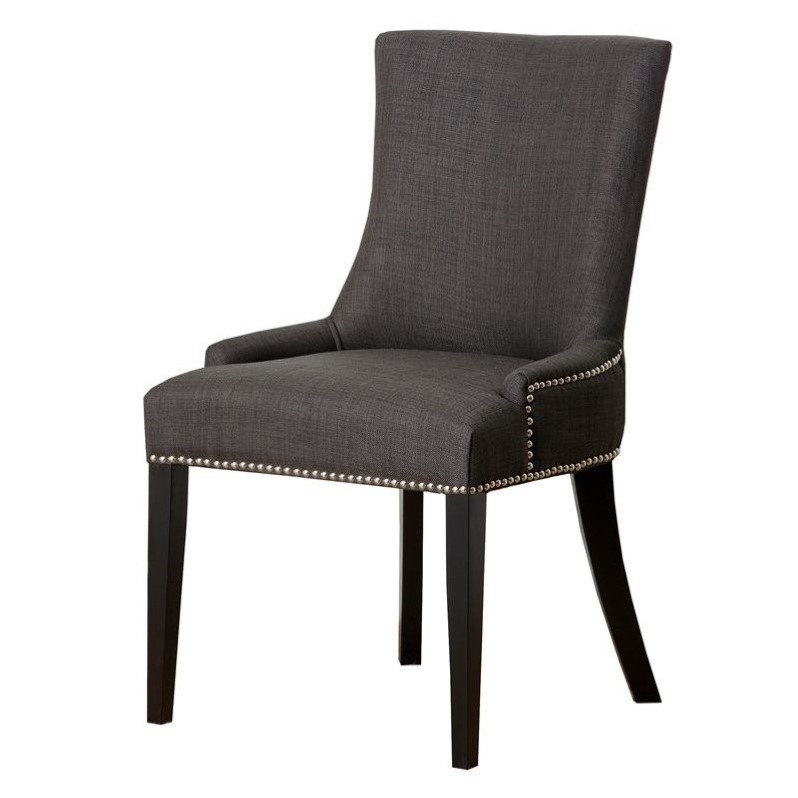 Abbyson Hudson Nailhead Fabric Dining Chair in Gray - HS-DC-217-GRY