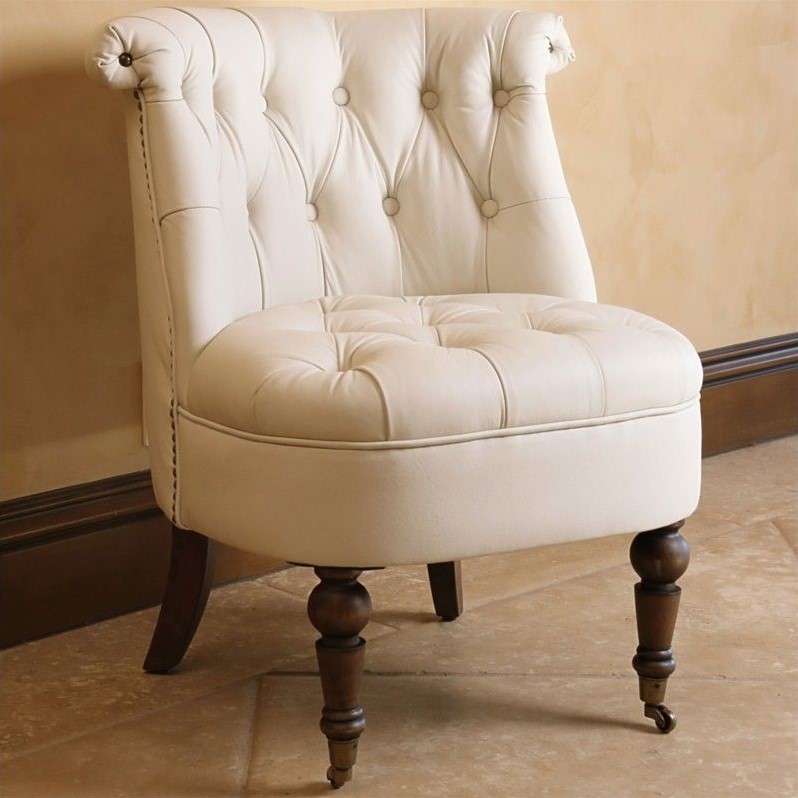 Contemporary Tufted Leather Slipper Chair For Sale at 1stdibs