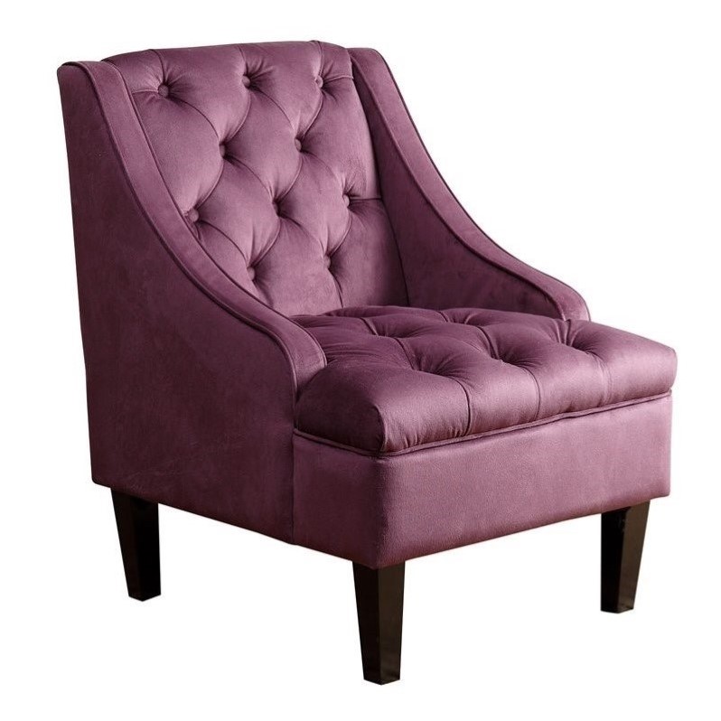 Abbyson Living Amelia Velvet Arm Chair in Purple HS3800