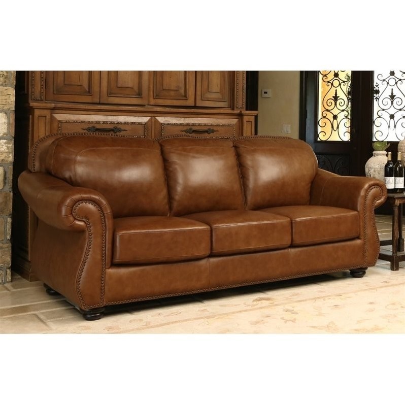 Abbyson Erickson Leather Sofa Set in iCameli Brown SK 