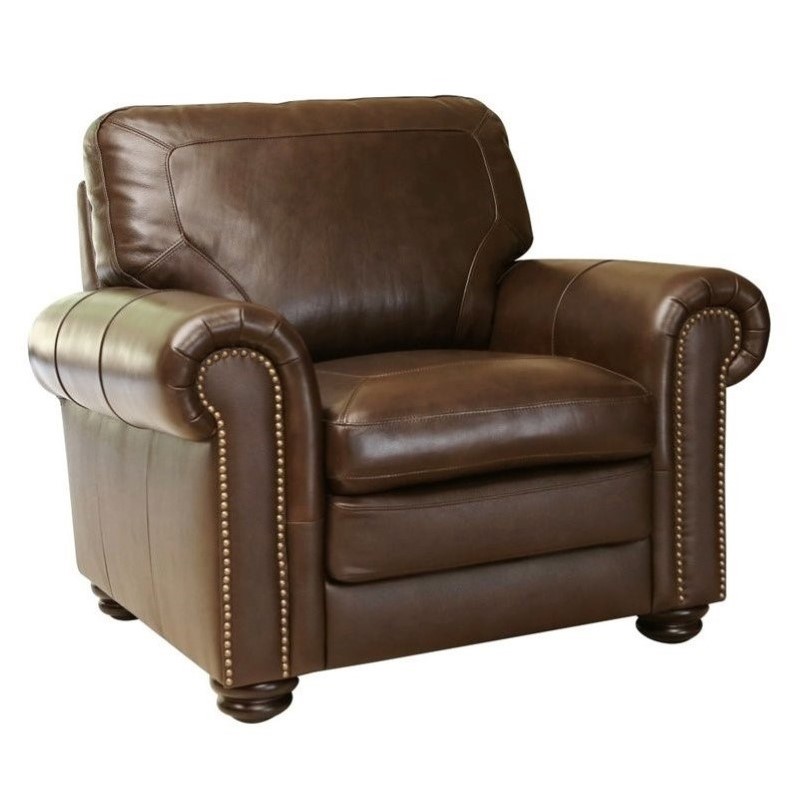 Abbyson Bronston Leather Arm Chair in Brown - SK-2319-BRN-1