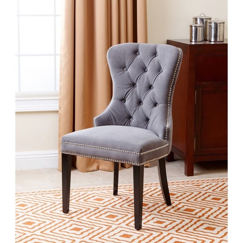 Abbyson Wilton Tufted Velvet Dining Chair in Gray - BR-DC-2581227-GRY