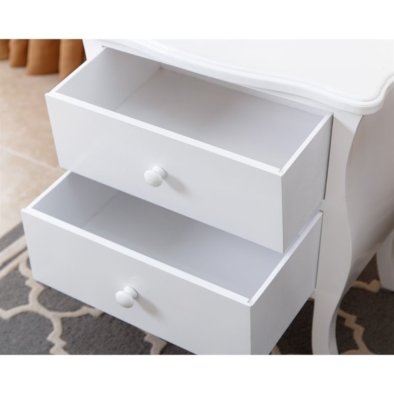 Abbyson Bellini 2 Drawer Nightstand In White Md F150156 Wht