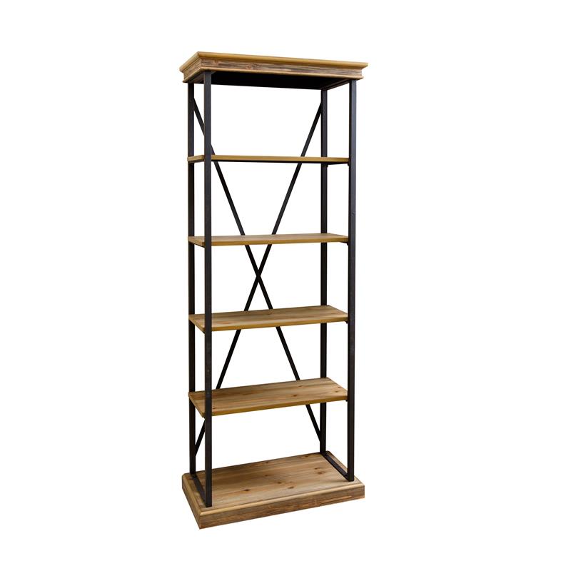 Abbyson Industrial 5 Shelf Bookcase in Natural - MD-Q155341-5SML