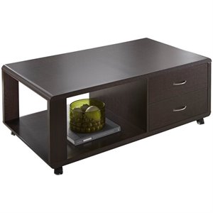 Steve Silver Ella Coffee Table with Drawers and Wheels in Espresso