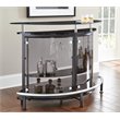 Ariana Home Modern Metal Bar with Brown Smoked Tempered Glass Shelves