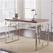 Alize Chrome Metal Desk with Brown Faux Wood Top