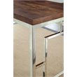 Alize Chrome Metal Desk with Brown Faux Wood Top