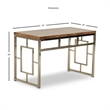 Alize Chrome Metal Desk with Brown Faux Wood Top