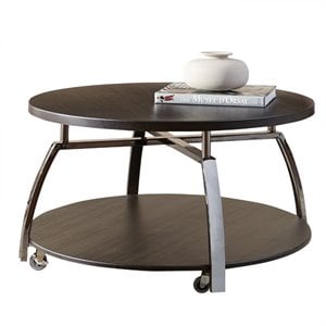 Steve Silver Coham Round Coffee Table in Black Nickel