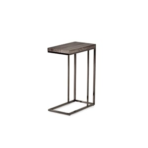 Lucia Chairside End Table in Nickel base Driftwood Gray top