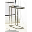 Lucia Chairside End Table in Nickel base Driftwood Gray top