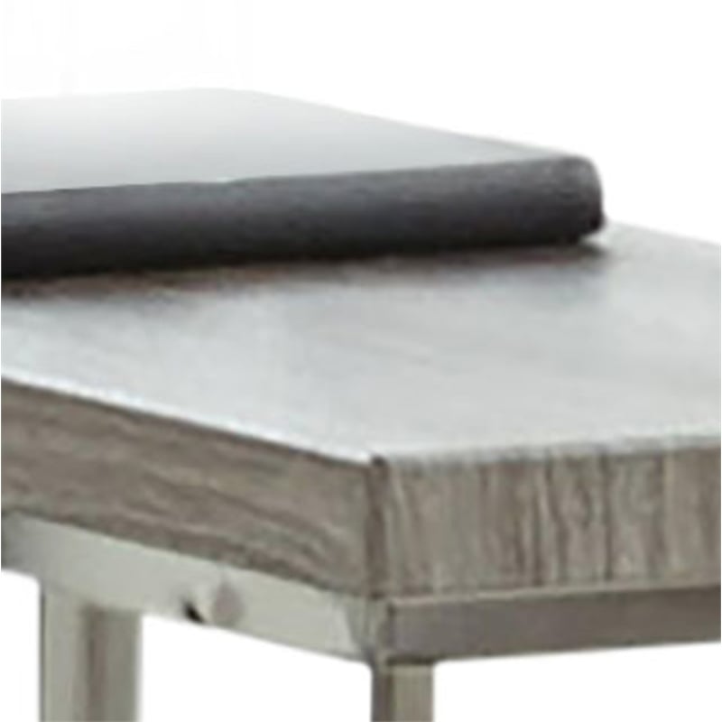 Lucia Chairside End Table in Nickel base Driftwood Gray top