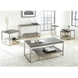 Lucia Chairside End Table in Nickel base Driftwood Gray top