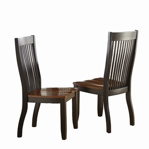 Lawton Solid Wood Dining Chair in Black with Brown seats