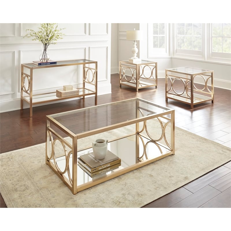 Olympia Glass Top Coffee Table in Gold Chrome