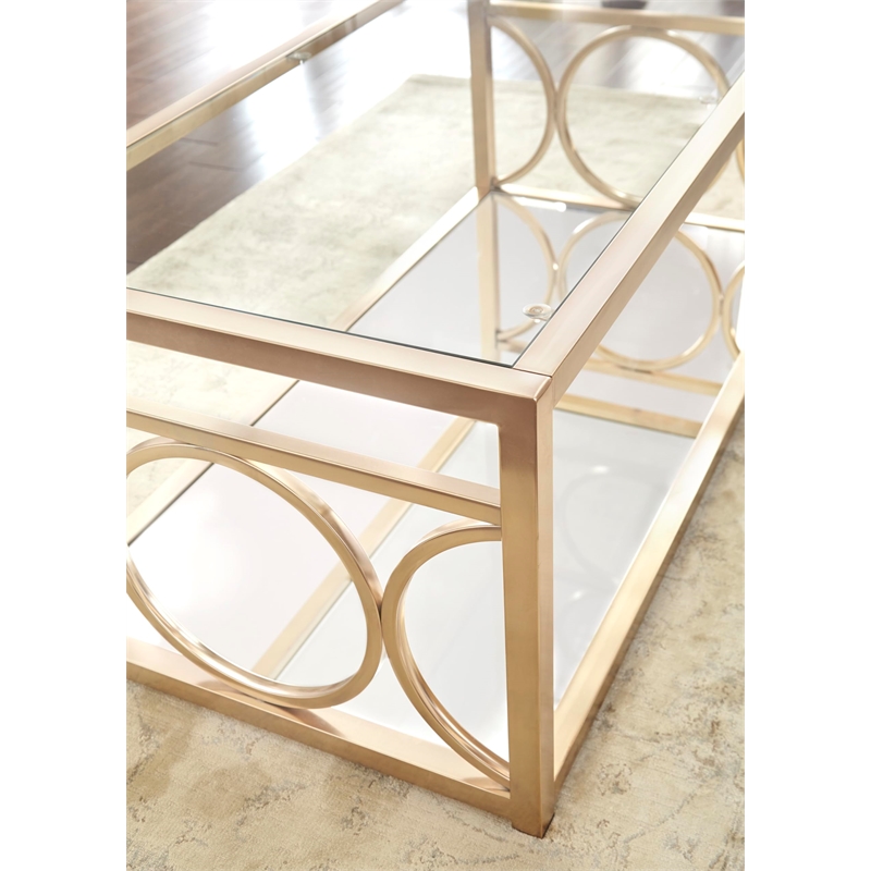 Olympia Glass Top Coffee Table in Gold Chrome