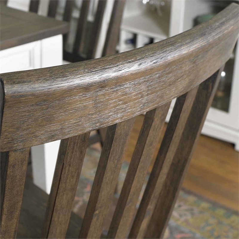 Cayla Dining Side Chair in Dark Oak with wire brushed distressing