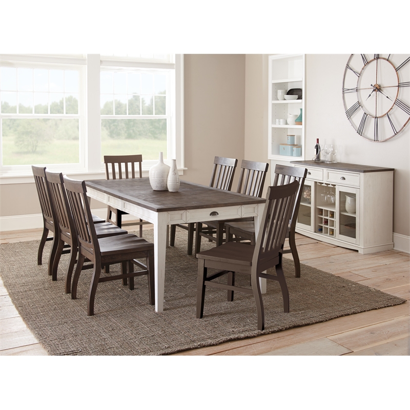 Cayla Dining Side Chair in Dark Oak with wire brushed distressing