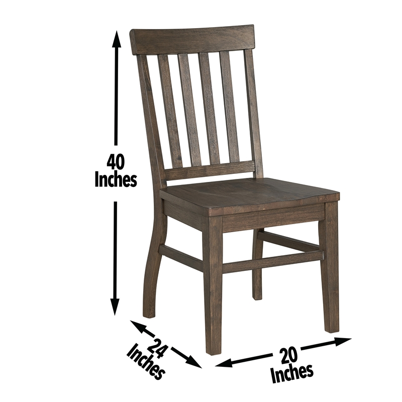 Cayla Dining Side Chair in Dark Oak with wire brushed distressing