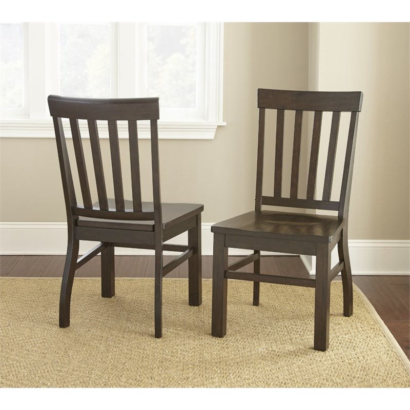 Cayla Dining Side Chair in Dark Oak with wire brushed distressing