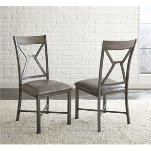 Alamo Faux Leather Dining Side Chair in Gray