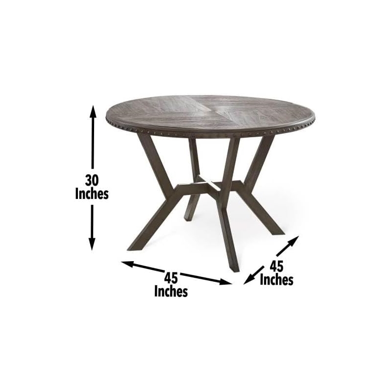 Alamo Round Wood Dining Table in Distressed Gray