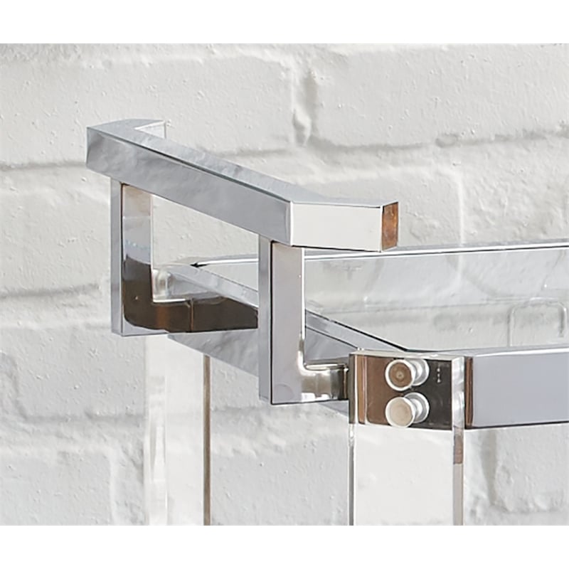 Aerin Acrylic Bar Cart in Clear Acrylic with Chrome trim