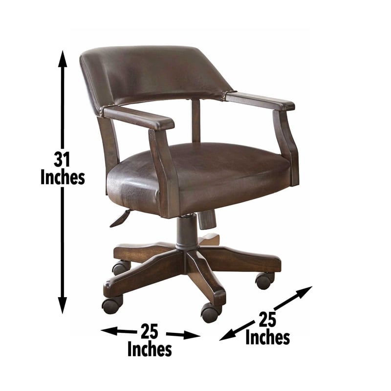 Rudy Adjustable Faux Leather Game Chair in Medium Walnut