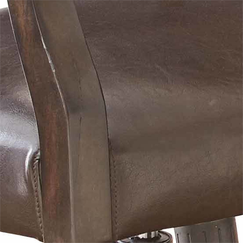 Rudy Adjustable Faux Leather Game Chair in Medium Walnut
