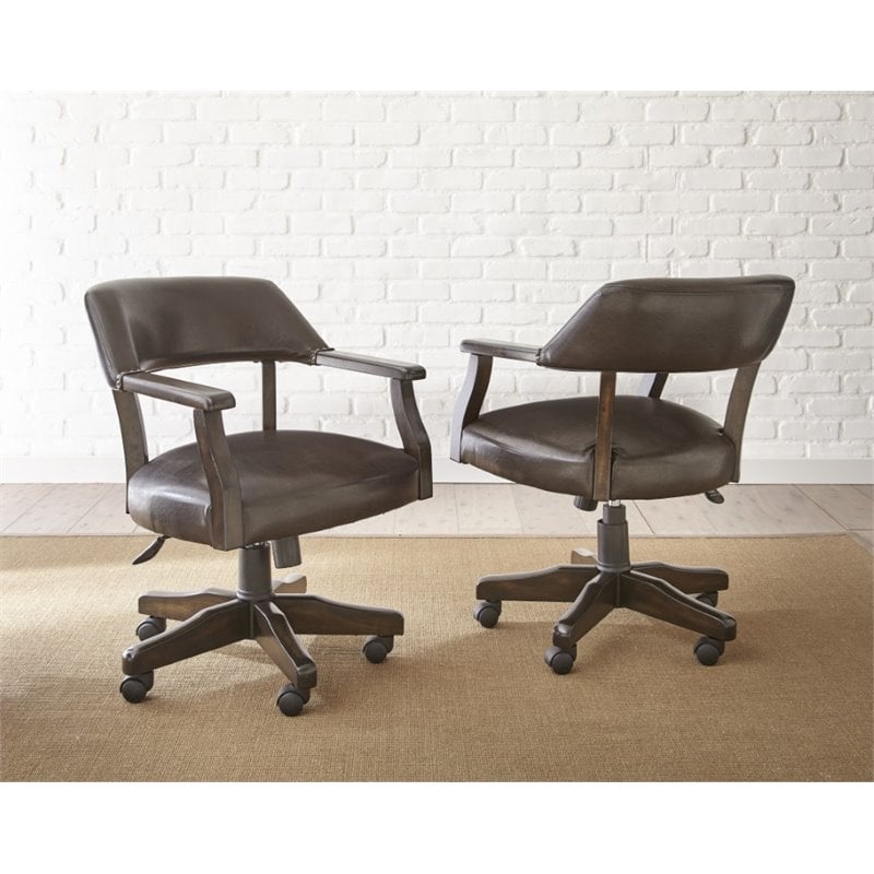 Rudy Adjustable Faux Leather Game Chair in Medium Walnut